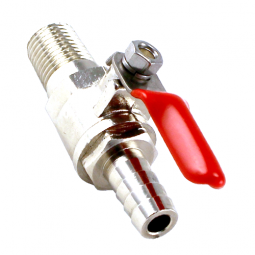 1/4 Thread x 1/4 Inch Barb - Ball Valve with check valve