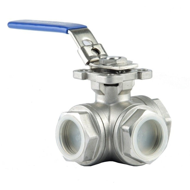 3 Way Ball Valve to 1/2" Threads